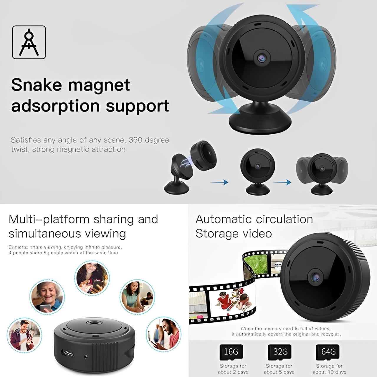 Mini WiFi Security Camera – 1080P HD IR Night Vision Baby Monitor