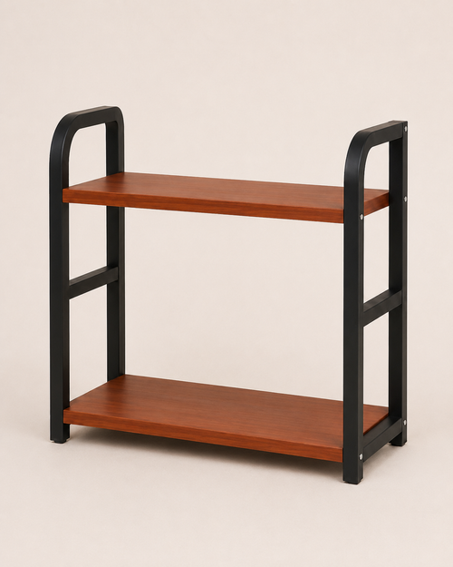 2-Tier Countertop Storage Rack with Wood Shelves