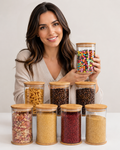 Clear Pantry Storage Jar Set with Bamboo Lids