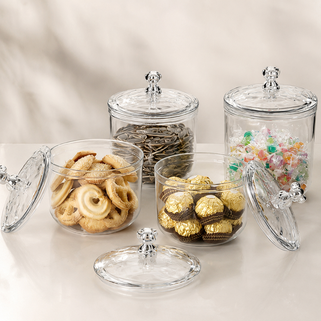 Elegant Clear Glass Storage Jar Set
