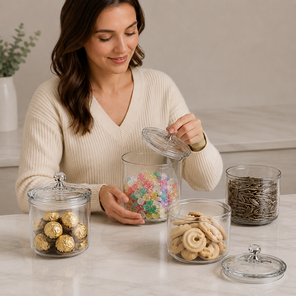 Elegant Clear Glass Storage Jar Set