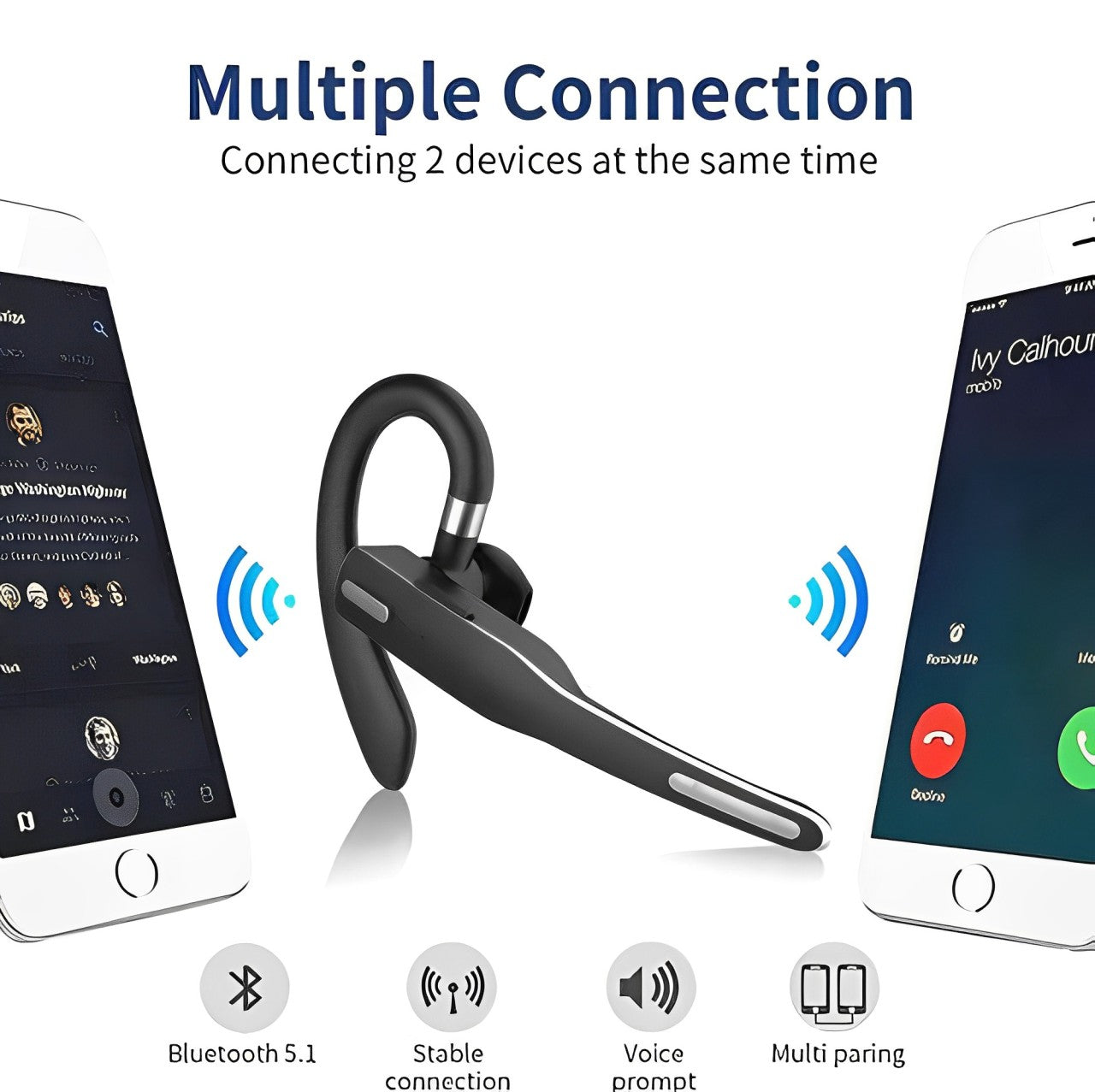 Trucker Bluetooth Headset – 5.1 Dual Mic Noise-Cancelling Wireless